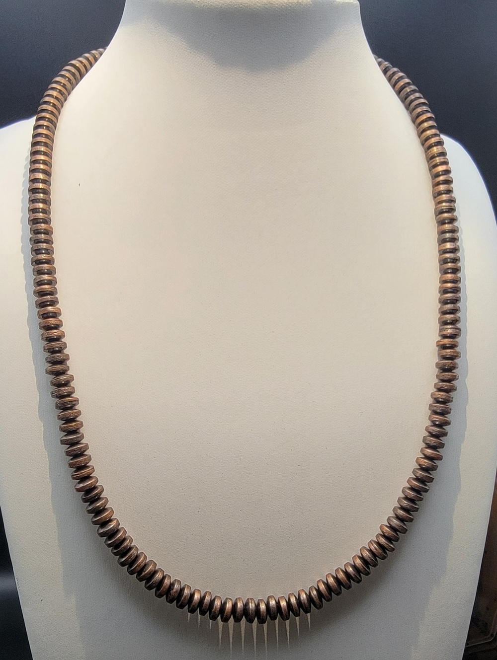 18-20" Burnished Copper Beaded Necklace 6mm Saucer Beads Southwestern Layering